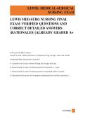Lewis Medical-Surgical Nursing Final Exam Test Bank PDF &vert; Verified Questions & Detailed Rationales &vert; Updated Latest 2025&ndash;2026 &vert; Grade A&plus;