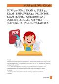 NURS 327 Predictor Exam Test Bank PDF 2025&ndash;2026 &vert; Verified Questions & Rationales &vert; Nursing Exam Prep