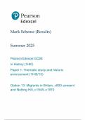 2025 Pearson Edexcel GCSE HISTORY PAPER 1 AND MARKSCHEME  