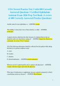 COA Newest Practice Test 3 with 400 Correctly  Answered Questions &sol; Certified Ophthalmic  Assistant Exam 2026 Prep Test Bank &lpar;A review  of 400 Correctly Answered Practice Questions&rpar;