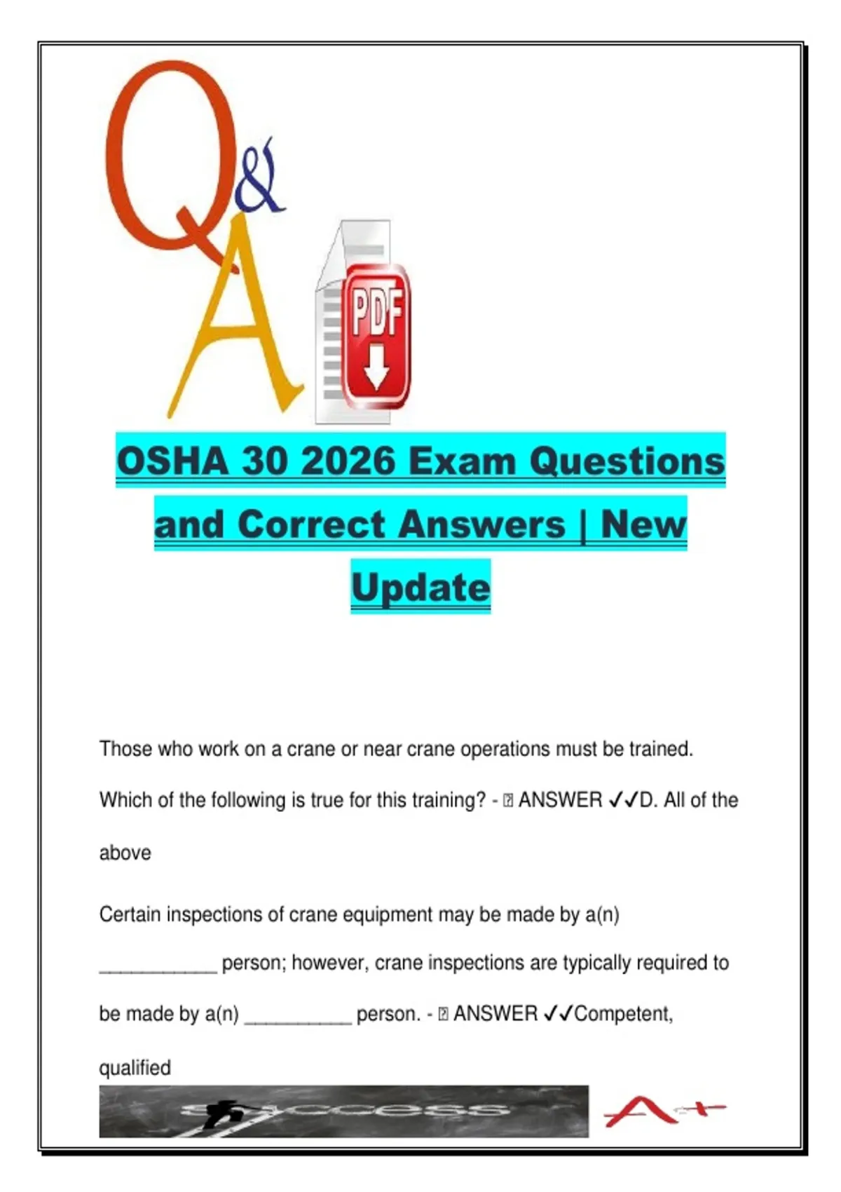OSHA 30 Final Exam 2026 – 240 Questions & Verified Answers ...