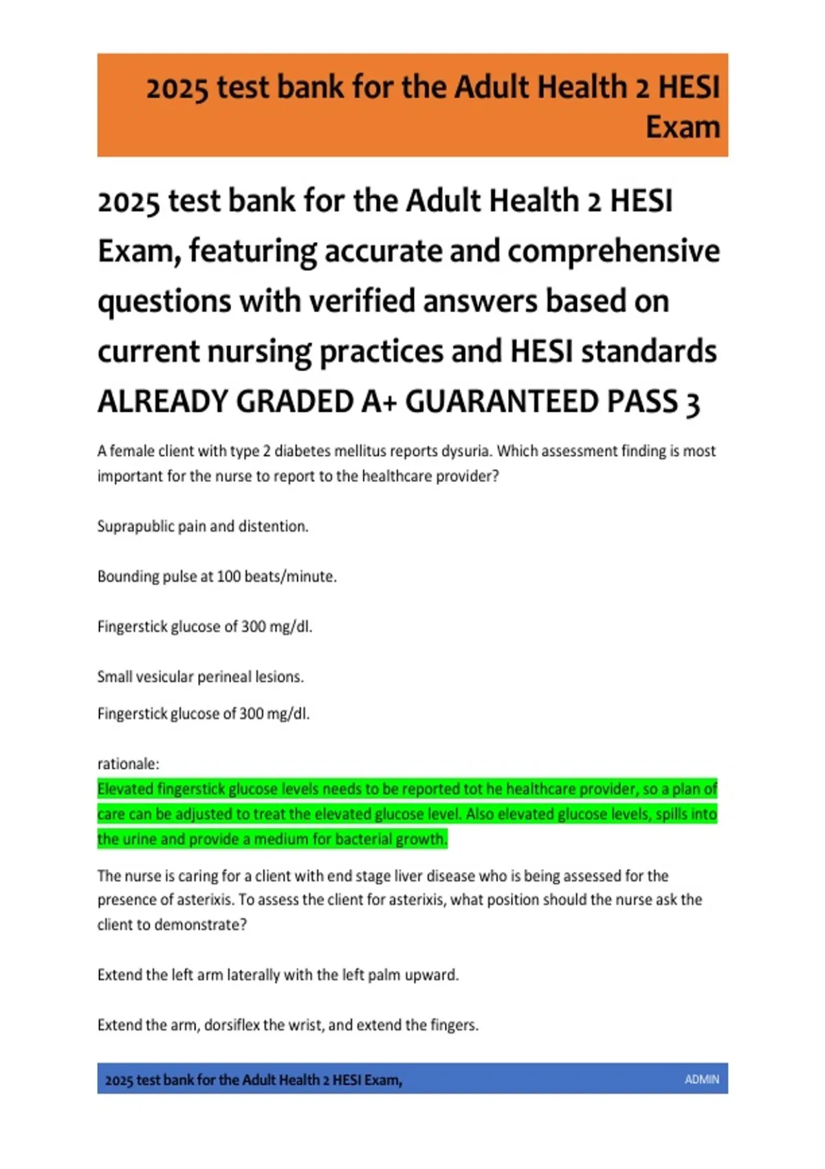 Adult Health 2 HESI Exam Test Bank PDF 2025 | Verified Questions ...