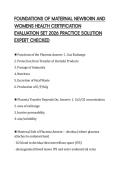 FOUNDATIONS OF MATERNAL NEWBORN AND WOMENS HEALTH CERTIFICATION EVALUATION SET 2026 PRACTICE SOLUTION EXPERT CHECKED