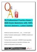 PA Professional Practice Exam 1 &ndash; 2026 &vert; 100&percnt; Correct Q&A &vert; Certification&comma; PANRE&comma; CME&comma; ARC-PA&comma; History
