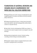 FOUNDATIONS OF MATERNAL NEWBORN AND WOMENS HEALTH COMPREHENSIVE TEST PAPER 2026 FULL SOLUTION VERIFIED PASS