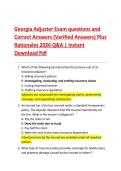 Georgia Adjuster Exam questions and  Correct Answers &lpar;Verified Answers&rpar; Plus  Rationales 2026 Q&A &vert; Instant  Download Pdf