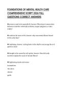 FOUNDATIONS OF MENTAL HEALTH CARE COMPREHENSIVE SCRIPT 2026 FULL QUESTIONS CORRECT ANSWERSFOUNDATIONS OF MENTAL HEALTH CARE COMPREHENSIVE SCRIPT 2026 FULL QUESTIONS CORRECT ANSWERS