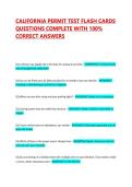 CALIFORNIA PERMIT TEST FLASH CARDS QUESTIONS COMPLETE WITH 100&percnt; CORRECT ANSWERS
