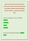 AIPMM - CPM PRACTICE EXAM &vert; MOST RECENT  EXAM ACTUAL COMPLETE REAL EXAM QUESTIONS  AND CORRECT ANSWERS &lpar;VERIFIED ANSWERS&rpar;  ALREADY GRADED A&plus; &vert; NEWEST EXAM &vert; BRAND  NEW&excl;&excl; 