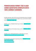 PENNSYLVANIA PERMIT TEST FLASH CARDS QUESTIONS COMPLETE WITH 100&percnt; CORRECT ANSWERS