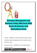 Strategic Management & Business Policy Midterm 2026 &lpar;150&plus; Q&As&rpar; &vert; Corporate Strategy&comma; Porter&rsquo;s Model&comma; VRIO