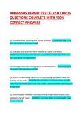 ARKANSAS PERMIT TEST FLASH CARDS QUESTIONS COMPLETE WITH 100&percnt; CORRECT ANSWERS