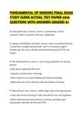 FUNDAMENTAL OF NURSING FINAL EXAM STUDY GUIDE ACTUAL TEST PAPER 2026 QUESTIONS WITH ANSWERS GRADED A&plus;