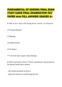 FUNDAMENTAL OF NURSING FINAL EXAM STUDY GUIDE FINAL EXAMINATION TEST PAPER 2026 FULL ANSWERS GRADED A&plus;