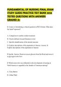 FUNDAMENTAL OF NURSING FINAL EXAM STUDY GUIDE PRACTICE TEST BANK 2026 TESTED QUESTIONS WITH ANSWERS GRADED A&plus;
