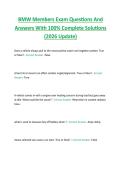 BMW Members Exam Questions And  Answers With 100&percnt; Complete Solutions  &lpar;2026 Update&rpar; 