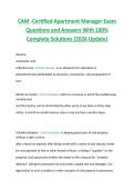 CAM -Certified Apartment Manager Exam  Questions and Answers With 100&percnt;  Complete Solutions &lpar;2026 Update&rpar;
