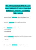UNE Pathophysiology Midterm Exam  Latest 2026 UPDATED Exam Questions  And Verified Answers&vert; Graded A&plus; &vert;  100&percnt; Success 
