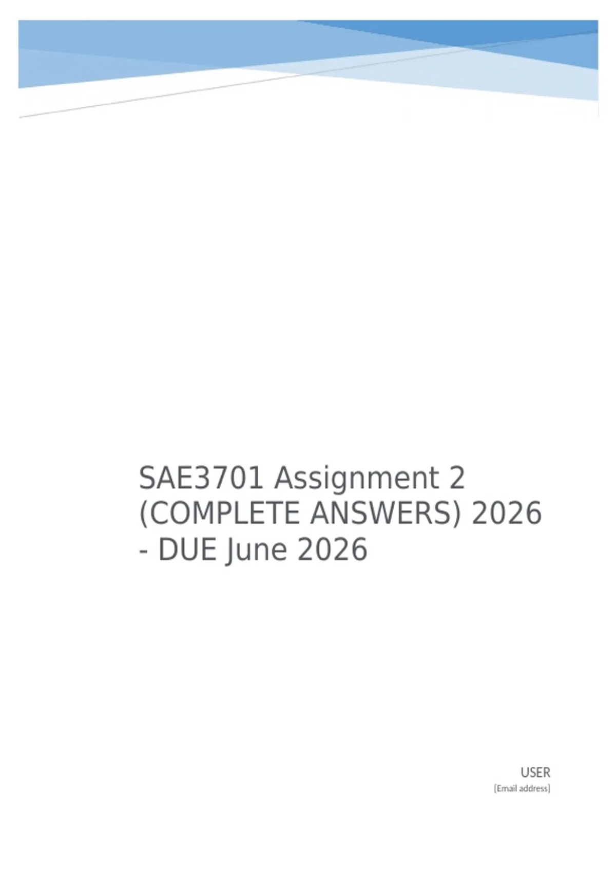 SAE3701 Assignment 2 (COMPLETE ANSWERS) 2026 - DUE June 2026 - SAE3701 ...