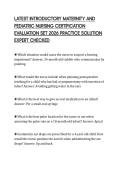 LATEST INTRODUCTORY MATERNITY AND PEDIATRIC NURSING CERTIFICATION EVALUATION SET 2026 PRACTICE SOLUTION EXPERT CHECKED