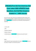 CPR&sol;AED&sol;First Aid Test-American Red  Cross Latest 2026 UPDATED Exam  Questions And Verified Answers&vert;  Graded A&plus; &vert; 100&percnt; Success 
