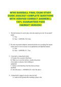 NFHS BASEBALL FINAL EXAM STUDY  GUIDE 2026&sol;2027 COMPLETE QUESTIONS  WITH VERIFIED CORRECT ANSWERS &vert;&vert;  100&percnt; GUARANTEED PASS  <NEWEST VERSION> 