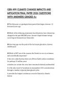 GEN 499 CLIMATE CHANGE IMPACTS AND MITIGATION FINAL PAPER 2026 QUESTIONS WITH ANSWERS GRADED A&plus;