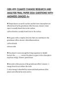 GEN 499 CLIMATE CHANGE RESEARCH AND ANALYSIS FINAL PAPER 2026 QUESTIONS WITH ANSWERS GRADED A&plus;