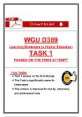  WGU D389 Learning Strategies in Higher Education TASK 1 PASSED ON THE FIRST ATTEMP