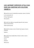 LEAD ABATEMENT SUPERVISOR ACTUAL EXAM PAPER 2026 QUESTIONS WITH SOLUTIONS GRADED A&plus;