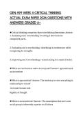 GEN 499 WEEK 4 CRITICAL THINKING ACTUAL EXAM PAPER 2026 QUESTIONS WITH ANSWERS GRADED A&plus;