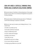 GEN 499 WEEK 4 CRITICAL THINKING FINAL PAPER 2026 COMPLETE SOLUTIONS VERIFIED