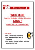 WGU D389 Learning Strategies in Higher Education TASK 3 PASSED ON THE FIRST ATTEMPT