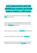 Jersey College Nutrition Latest 2026  UPDATED Exam Questions And Verified  Answers&vert; Graded A&plus; &vert; 100&percnt; Success 
