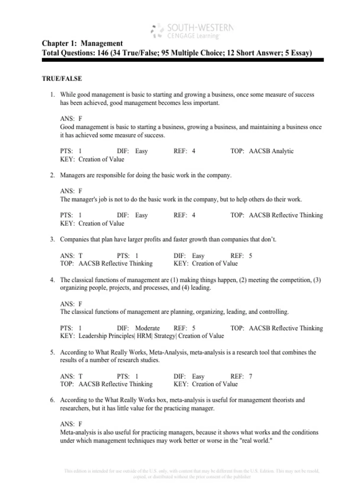 practice test bank questions, final exam : Managing Effectively ...