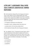 LETRS UNIT 7 ASSESSMENT FINAL PAPER 2026 COMPLETE QUESTION SET VERIFIED RESPONSES