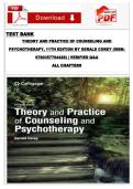 TEST BANK THEORY AND PRACTICE OF COUNSELING AND PSYCHOTHERAPY&comma; 11TH EDITION BY GERALD COREY &lpar;ISBN&colon; 9780357764428&rpar; &vert; VERIFIED Q&A ALL CHAPTERS