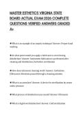 MASTER ESTHETICS VIRGINIA STATE BOARD ACTUAL EXAM 2026 COMPLETE QUESTIONS VERIFIED ANSWERS GRADED A&plus;