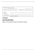AQA MARGED QUESTION PAPER AND MARK SCHEME 2025 A-level ACCOUNTING 7127&sol;2 Paper 2 Accounting for analysis and decision-making 