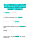 Med Cert 1 DODD Latest 2026 UPDATED  Exam Questions And Verified Answers&vert;  Graded A&plus; &vert; 100&percnt; Success