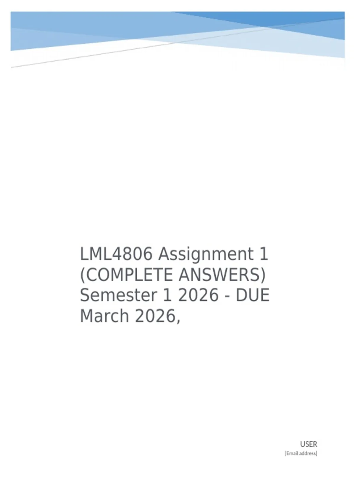 LML4806 Assignment 1 (COMPLETE ANSWERS) Semester 1 2026 - DUE March ...