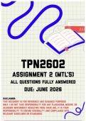TPN2602 Assignment 2 &lpar;MLT's&rpar; Memo &vert; Due June 2026