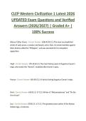 CLEP Western Civilization 1 Latest 2026  UPDATED Exam Questions and Verified  Answers &lpar;2026&sol;2027&rpar; &vert; Graded A&plus; &vert;  100&percnt; Success