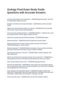 Zoology Final Exam Study Guide Questions with Accurate Answers