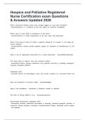 Hospice and Palliative Registered Nurse Certification exam Questions & Answers Updated 2026