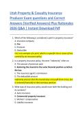 Utah Property & Casualty Insurance  Producer Exam questions and Correct  Answers &lpar;Verified Answers&rpar; Plus Rationales  2026 Q&A &vert; Instant Download Pdf
