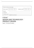 AQA MERGED QUESTION PAPER AND MARK SCHEME 2025 A-level DESIGN AND TECHNOLOGY&colon;PRODUCT DESIGN 7552&sol;1 Paper 1  Technical Principles