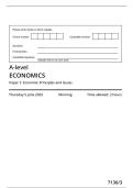 AQA MERGED QUESTION PAPER AND MARK SCHEME 2025 A-level ECONOMICS 7136&sol;3 Paper 3   Economic Principles and Issues
