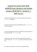 Surgical First Assist Latest 2026  UPDATED Exam Questions and Verified  Answers &lpar;2026&sol;2027&rpar; &vert; Graded A&plus; &vert;  100&percnt; Success