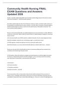 Community Health Nursing FINAL EXAM Questions and Answers Updated 2026